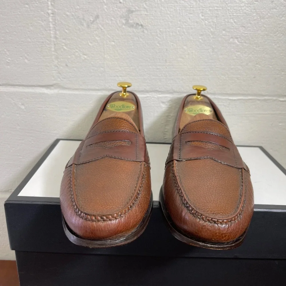 Cole Haan Nike Air C08915 Brown‎ Pebbled Leather Penny Loafers Dress Men's 10 M